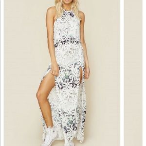 Blue life 2 slit halter dress xs